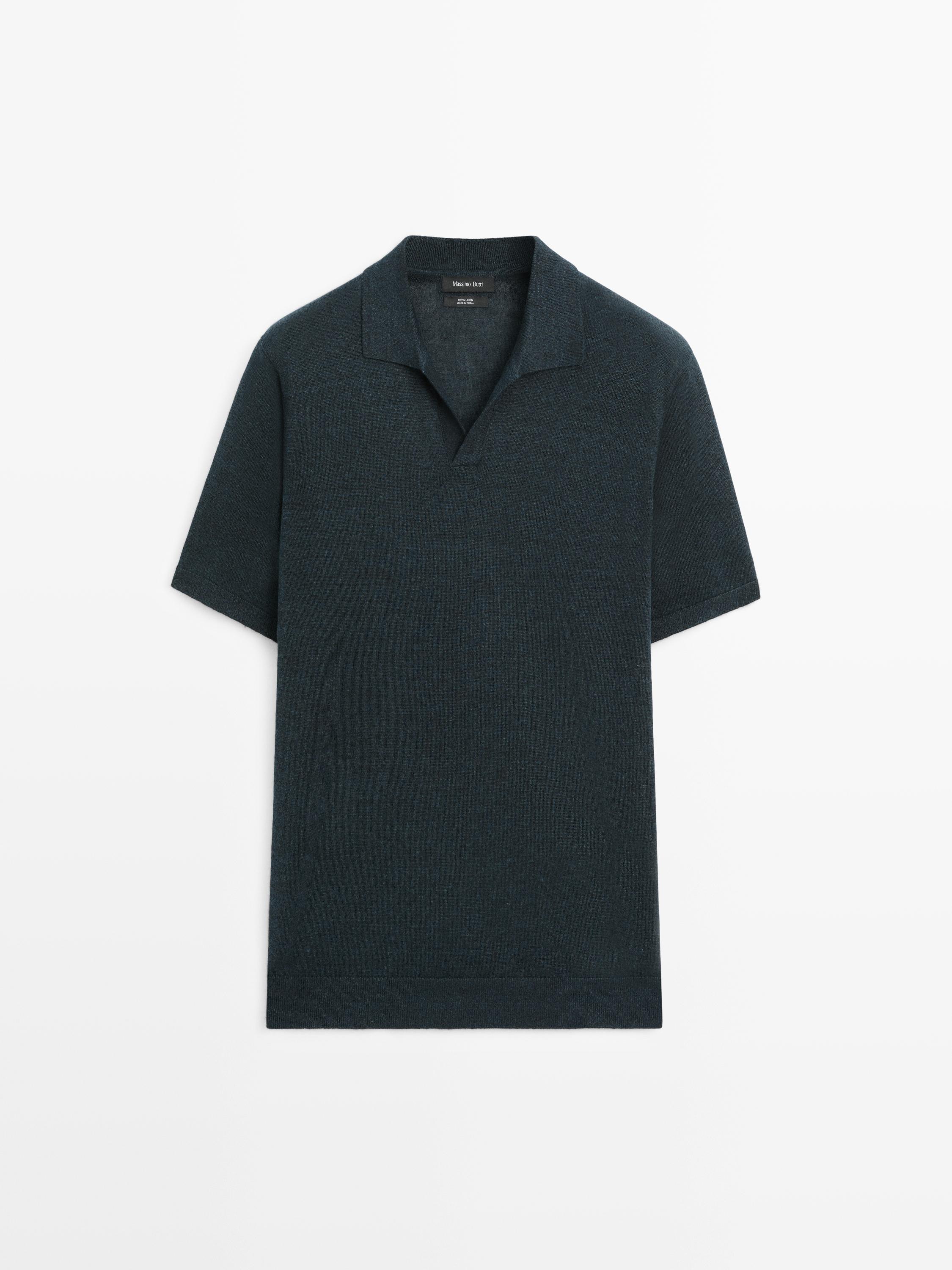 Pull polo en lin à col V